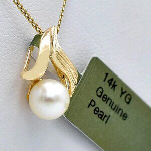 Genuine AAA Pearl 14k Yellow Gold Pendant